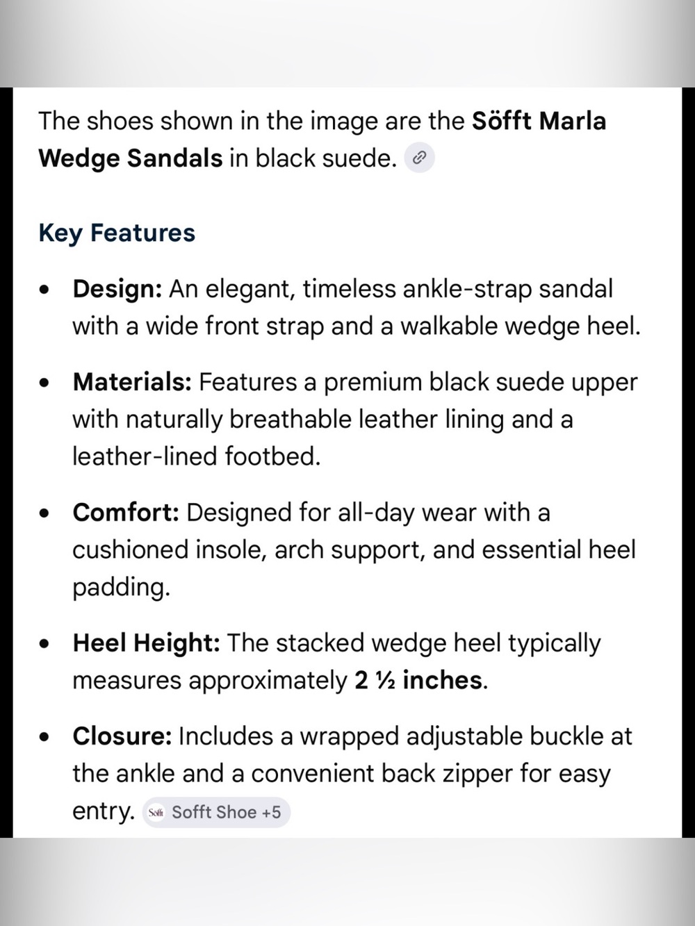 Söfft Black Suede Ankle-Strap Wedges - Picture 13 of 15